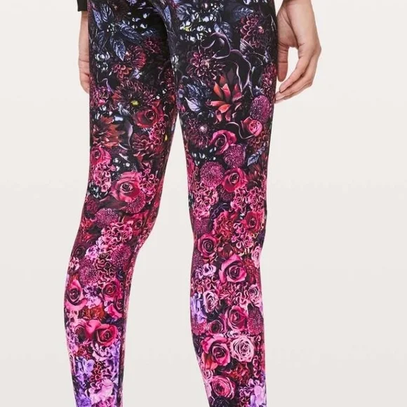 Lululemon Athletica Pink and Purple Floral Leggings - Picture 2 of 4
